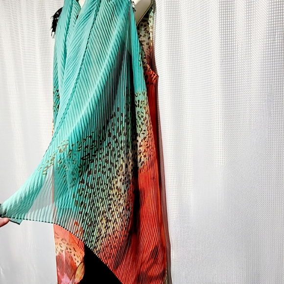 Linda Anderson Sweaters - Linda Anderson Hawaiian Tropical Floral Cheetah Print Kimono Wrap Duster (M**)